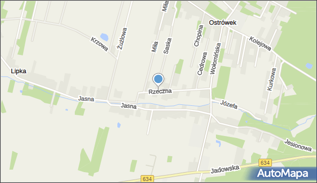 Ostrówek gmina Klembów, Rzeczna, mapa Ostrówek gmina Klembów