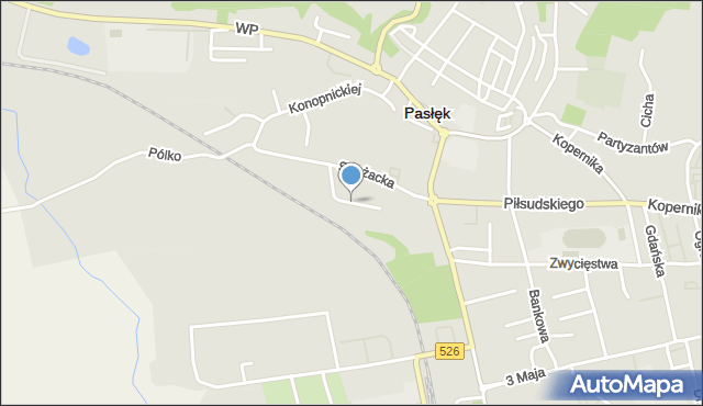 Pasłęk, Rzemieślnicza, mapa Pasłęk