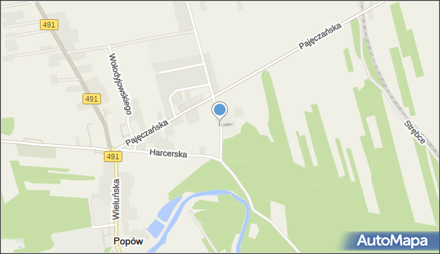 Popów powiat kłobucki, Rzeczna, mapa Popów powiat kłobucki