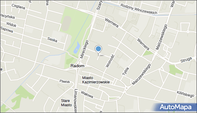 Radom, Rzemieślnicza, mapa Radomia