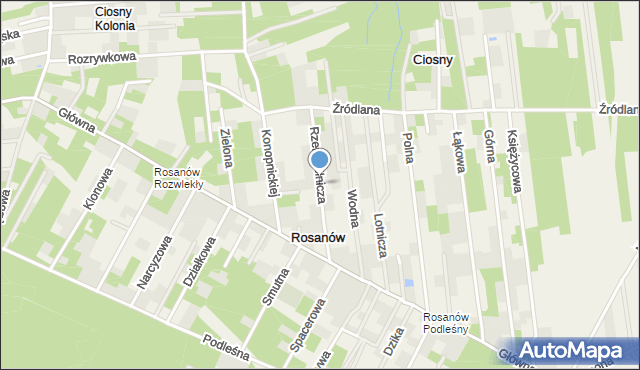 Rosanów, Rzemieślnicza, mapa Rosanów