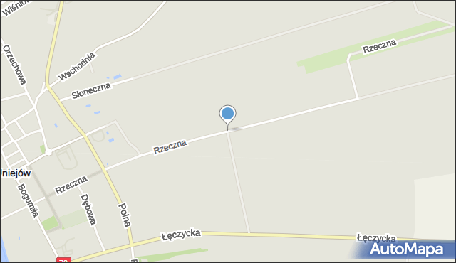 Uniejów, Rzeczna, mapa Uniejów