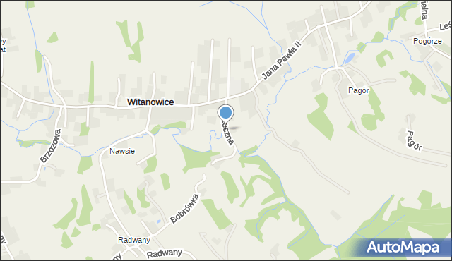 Witanowice gmina Tomice, Rzeczna, mapa Witanowice gmina Tomice