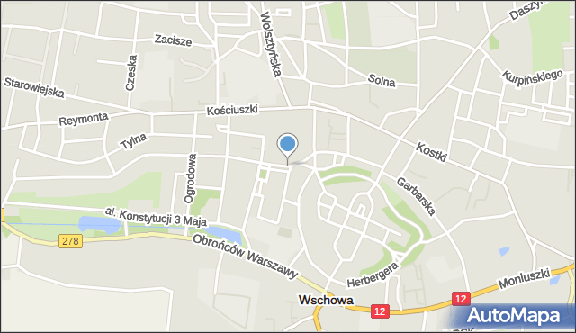 Wschowa, Rzemieślnicza, mapa Wschowa