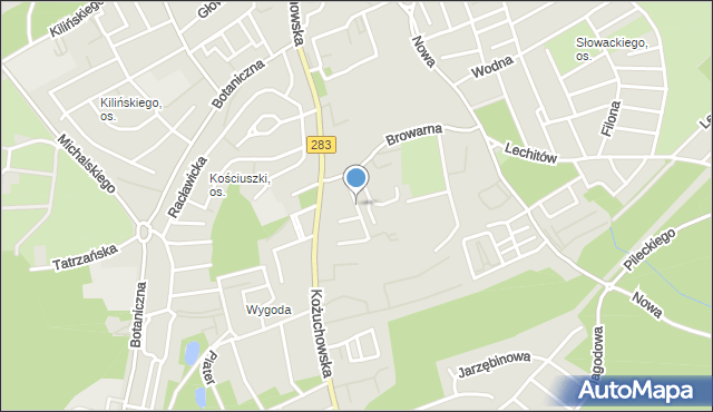 Zielona Góra, Rzemieślnicza, mapa Zielona Góra