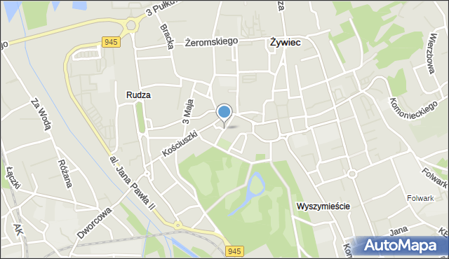 Żywiec, Rzeczna, mapa Żywiec