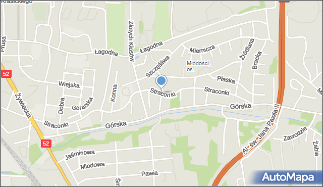 Bielsko-Biała, Sąsiedzka, mapa Bielsko-Białej