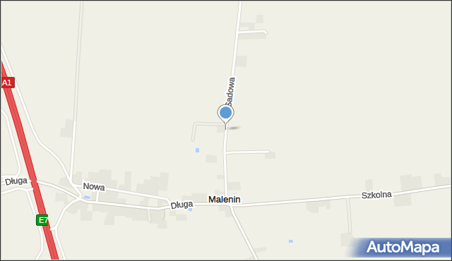 Malenin gmina Tczew, Sadowa, mapa Malenin gmina Tczew