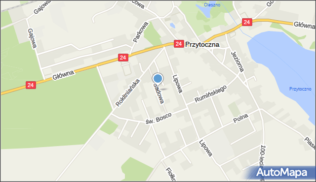 Przytoczna, Sadowa, mapa Przytoczna