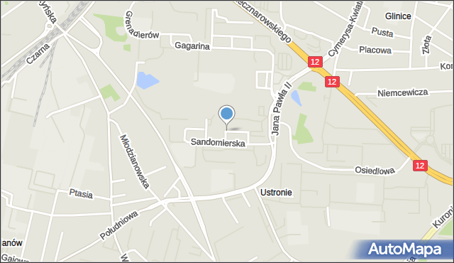 Radom, Sandomierska, mapa Radomia