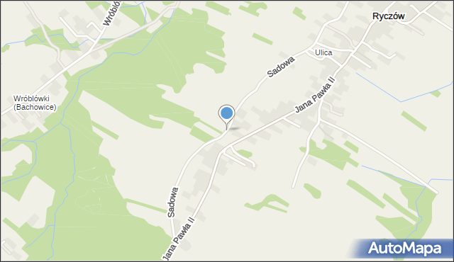 Ryczów gmina Spytkowice, Sadowa, mapa Ryczów gmina Spytkowice