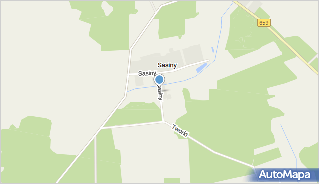 Sasiny gmina Wyszki, Sasiny, mapa Sasiny gmina Wyszki