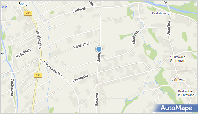 Sułkowice gmina Andrychów, Sadowa, mapa Sułkowice gmina Andrychów