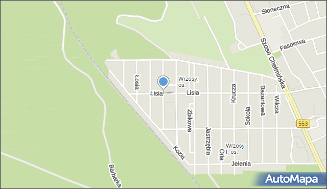 Toruń, Sarnia, mapa Torunia