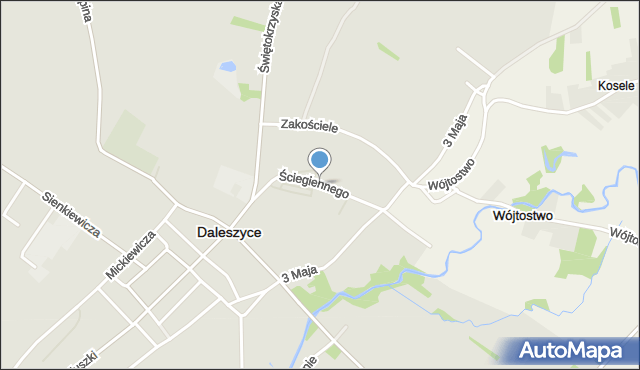 Daleszyce, Ściegiennego Piotra, ks., mapa Daleszyce