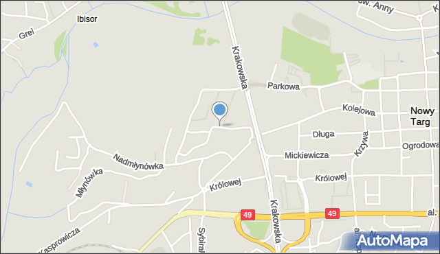 Nowy Targ, Schumana Roberta, mapa Nowego Targu