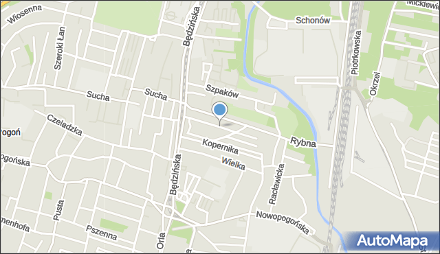 Sosnowiec, Ściegiennego Piotra, ks., mapa Sosnowca