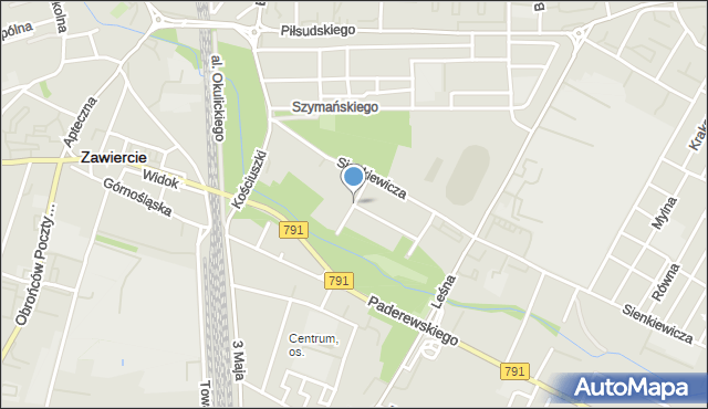 Zawiercie, Ściegiennego Piotra, ks., mapa Zawiercie