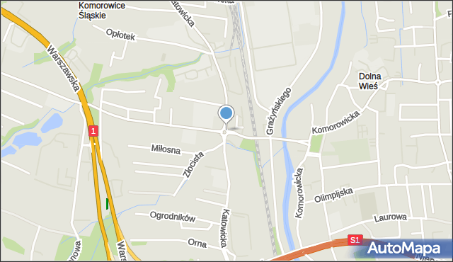Bielsko-Biała, Sendlerowej Ireny, mapa Bielsko-Białej