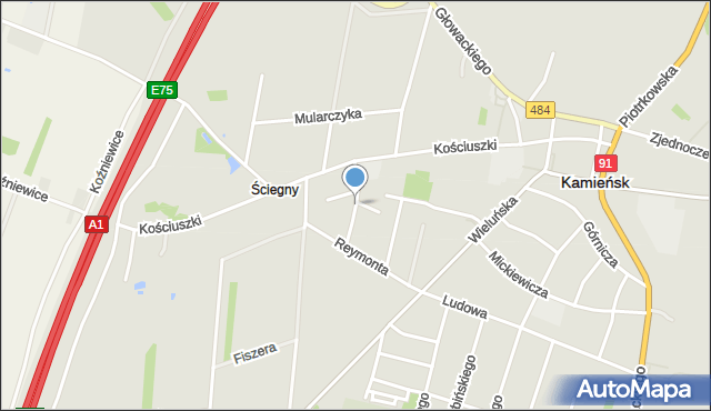 Kamieńsk, Secomskiego Kazimierza, prof., mapa Kamieńsk