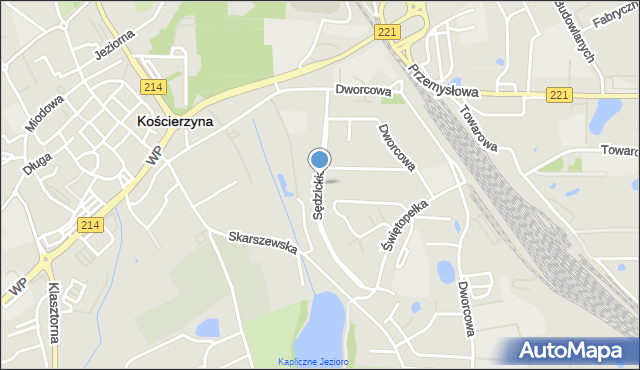 Kościerzyna, Sędzickiego Franciszka, mapa Kościerzyna