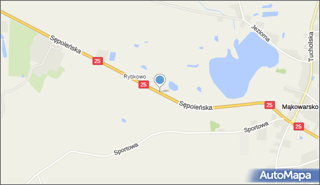 Mąkowarsko, Sępoleńska, mapa Mąkowarsko