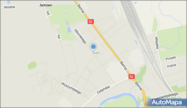 Bartoszyce, Sikorskiego Władysława, gen., mapa Bartoszyce