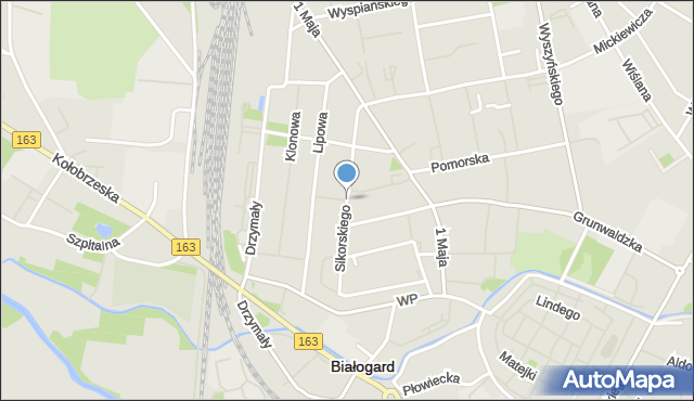 Białogard, Sikorskiego Władysława, gen., mapa Białogard