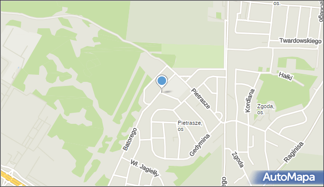 Białystok, Siedzikówny Danuty, mapa Białegostoku