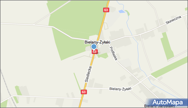 Bielany-Żyłaki, Siedlecka, mapa Bielany-Żyłaki