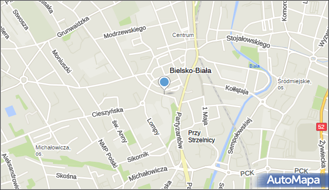 Bielsko-Biała, Sikorskiego Władysława, gen., mapa Bielsko-Białej