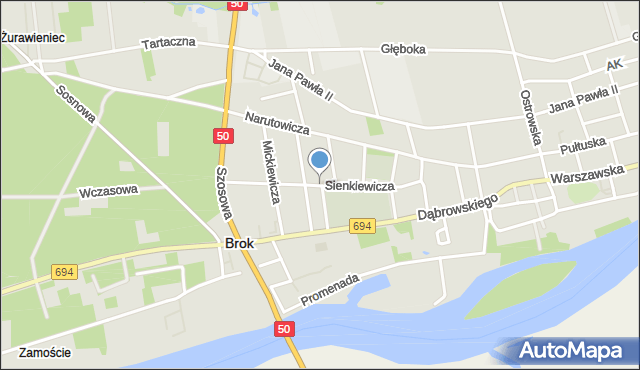 Brok powiat ostrowski, Sienkiewicza Henryka, mapa Brok powiat ostrowski