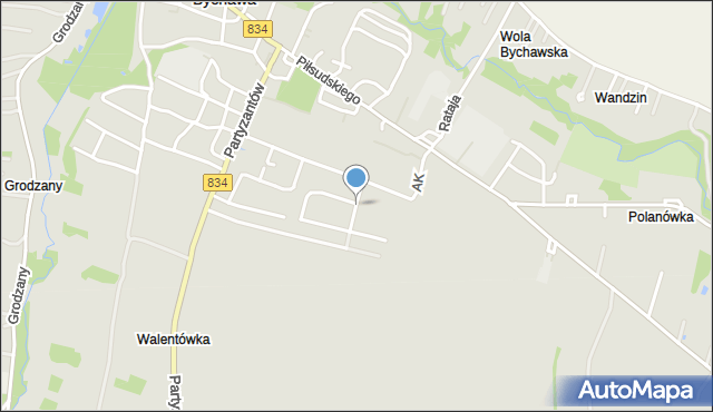 Bychawa, Sikorskiego Władysława, gen., mapa Bychawa