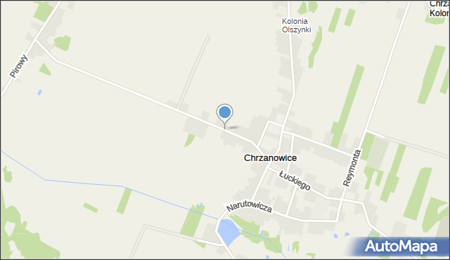 Chrzanowice gmina Gomunice, Sikorskiego Władysława, gen., mapa Chrzanowice gmina Gomunice