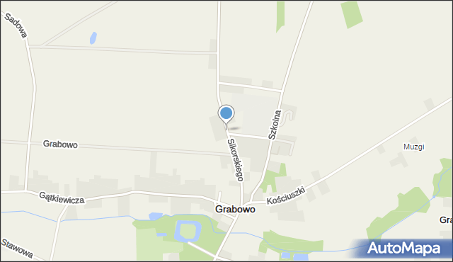 Grabowo powiat kolneński, Sikorskiego Władysława, gen., mapa Grabowo powiat kolneński