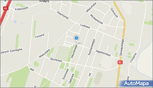 Kamieńsk, Sikorskiego Władysława, gen., mapa Kamieńsk