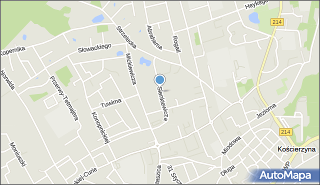 Kościerzyna, Sienkiewicza Henryka, mapa Kościerzyna