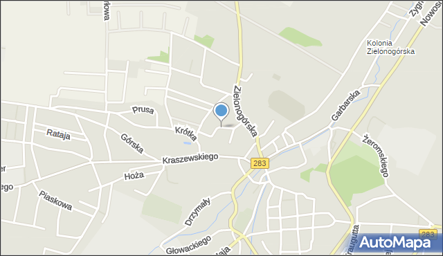 Kożuchów powiat nowosolski, Sienkiewicza Henryka, mapa Kożuchów powiat nowosolski