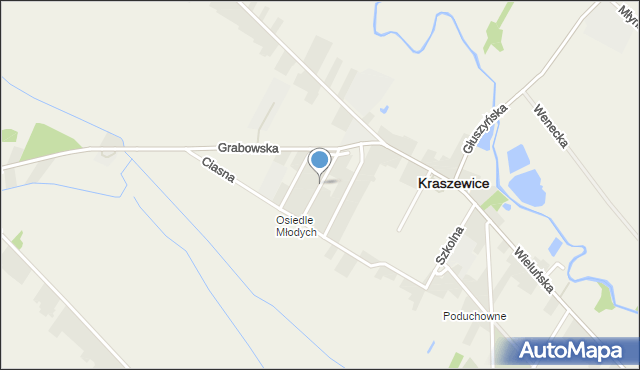 Kraszewice powiat ostrzeszowski, Sienkiewicza Henryka, mapa Kraszewice powiat ostrzeszowski