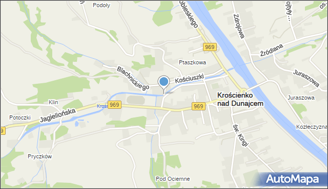 Krościenko nad Dunajcem, Sienkiewicza Henryka, mapa Krościenko nad Dunajcem
