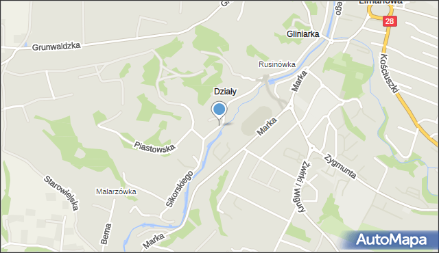 Limanowa, Sikorskiego Władysława, gen., mapa Limanowa