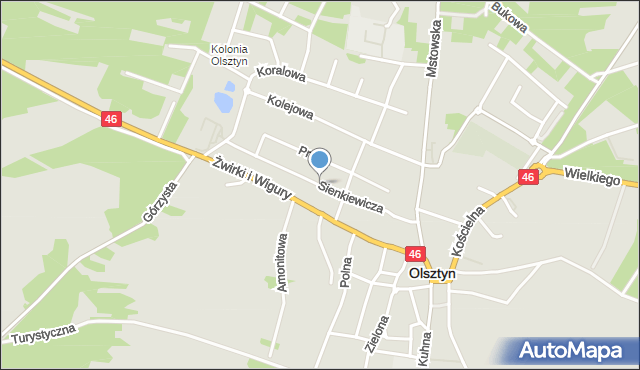 Olsztyn powiat częstochowski, Sienkiewicza Henryka, mapa Olsztyn powiat częstochowski