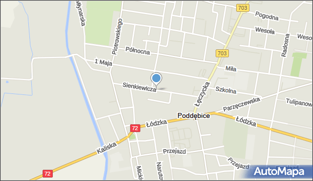 Poddębice, Sienkiewicza Henryka, mapa Poddębice