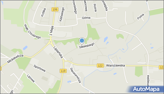 Pyrzyce, Sikorskiego Władysława, gen., mapa Pyrzyce