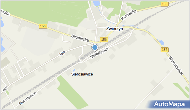 Sierosławice gmina Zwierzyn, Sierosławice, mapa Sierosławice gmina Zwierzyn