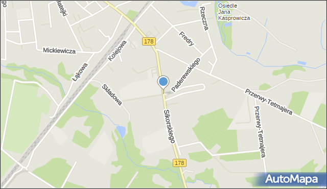 Trzcianka powiat czarnkowsko-trzcianecki, Sikorskiego Władysława, gen., mapa Trzcianka powiat czarnkowsko-trzcianecki