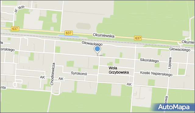 Warszawa, Sikorskiego Władysława, gen., mapa Warszawy