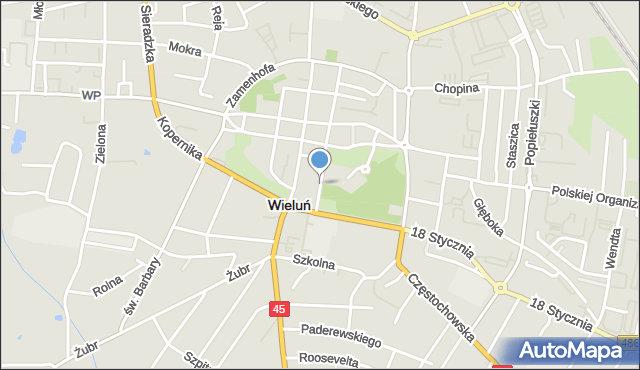 Wieluń, Sienkiewicza Henryka, mapa Wieluń