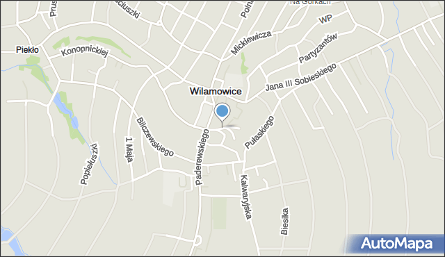 Wilamowice powiat bielski, Sienkiewicza Henryka, mapa Wilamowice powiat bielski