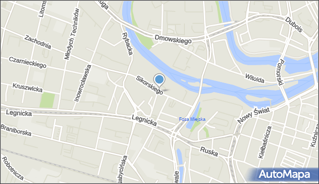 Wrocław, Sikorskiego Władysława, gen., mapa Wrocławia